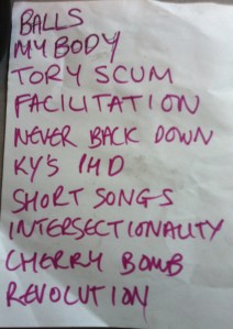 National Minimum Rage setlist